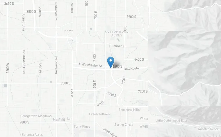Map of the Sandy, Utah service area with a location marker.